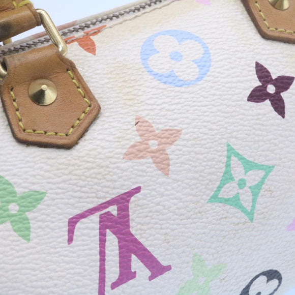 LOUIS VUITTON Monogram Multicolor Mini Speedy Hand Bag White M92645 Auth am1013g