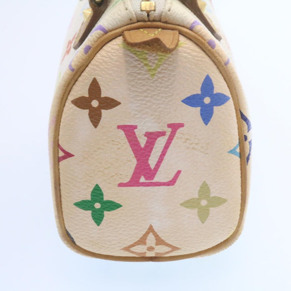 LOUIS VUITTON Monogram Multicolor Mini Speedy Hand Bag White M92645 Auth am1013g