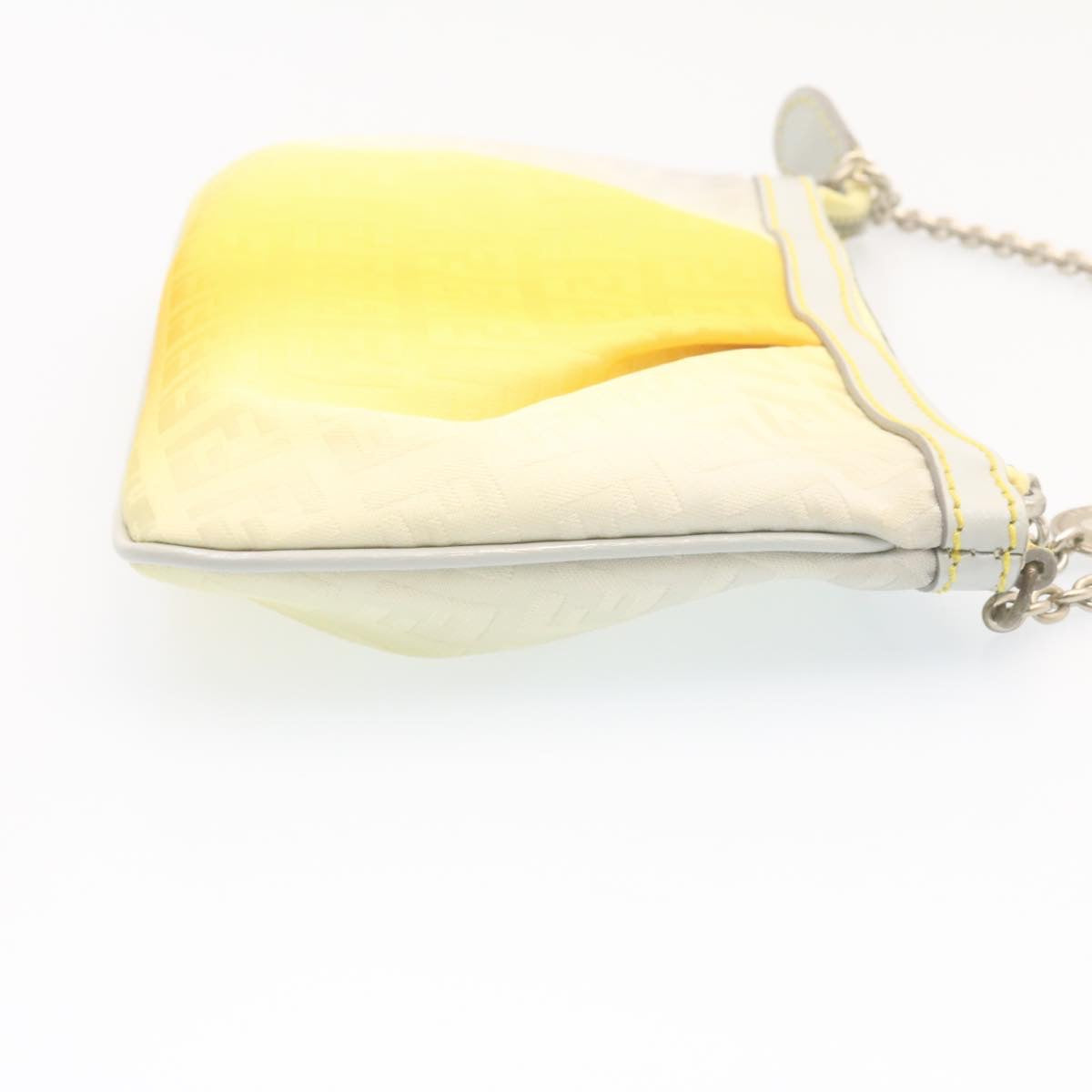 FENDI Zucchino Canvas Chain accessories Pouch Nylon Yellow Auth am1038g