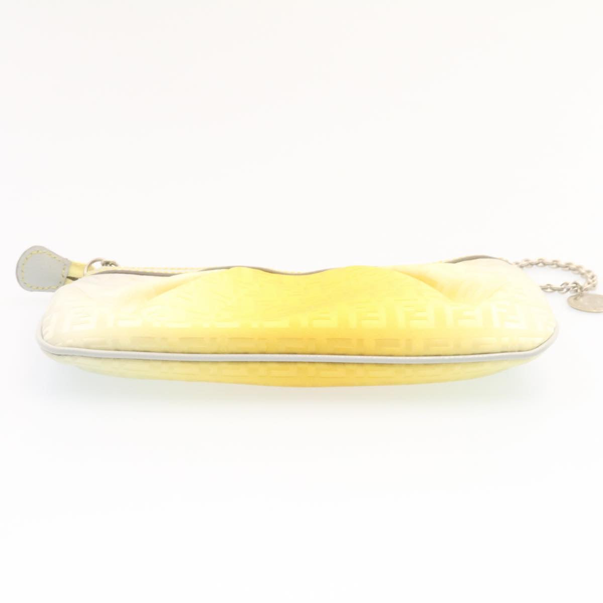 FENDI Zucchino Canvas Chain accessories Pouch Nylon Yellow Auth am1038g