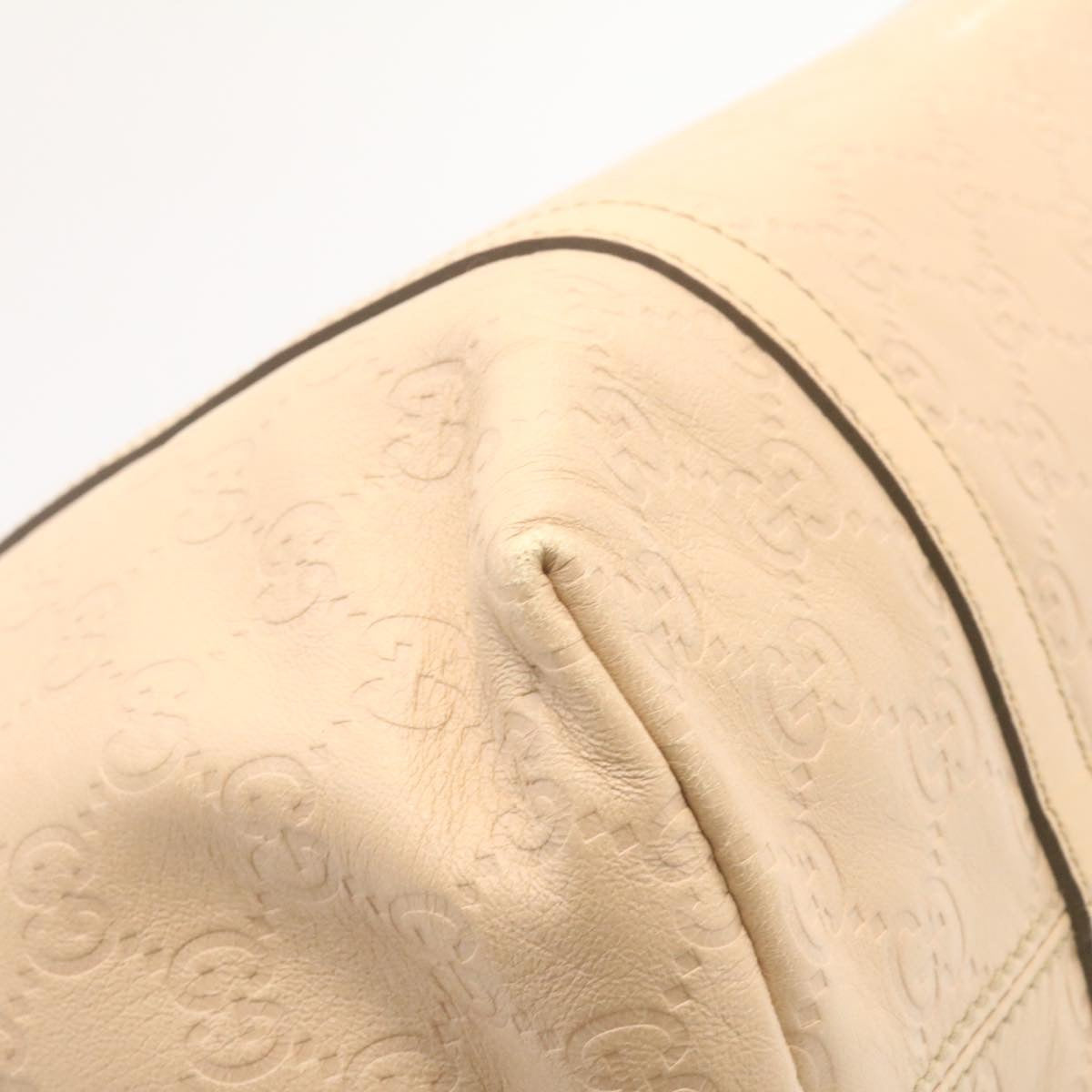 GUCCI Gucci Shima Tote Bag Leather Beige Auth am1040g