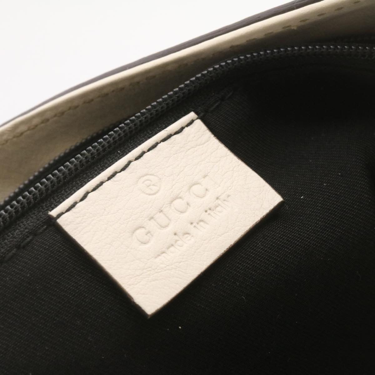 GUCCI Leather Tote Bag White Auth am1090g