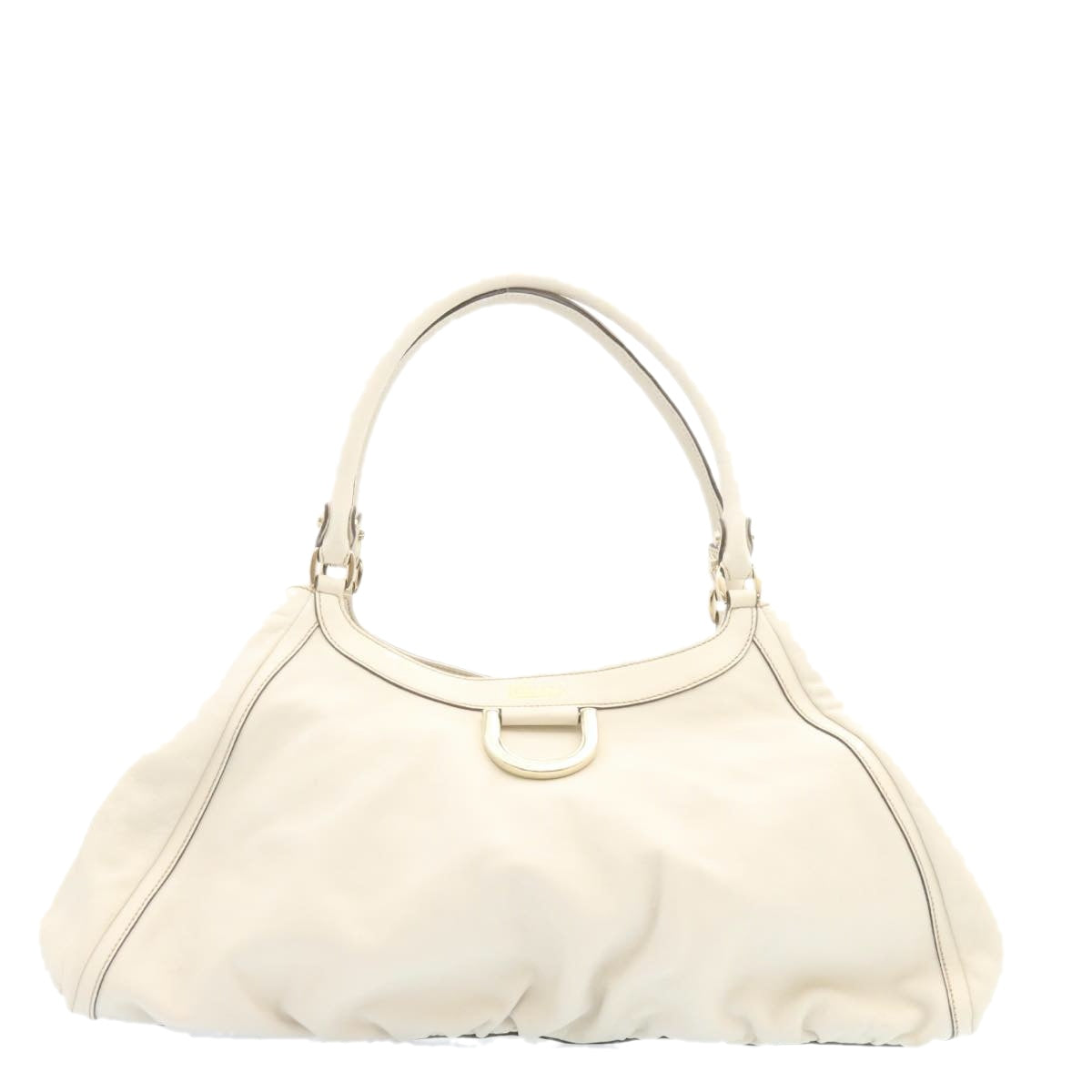 GUCCI Leather Tote Bag White Auth am1090g