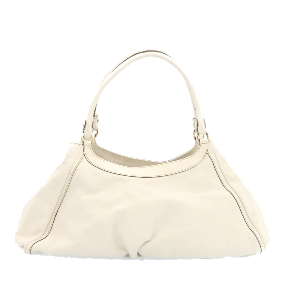 GUCCI Leather Tote Bag White Auth am1090g