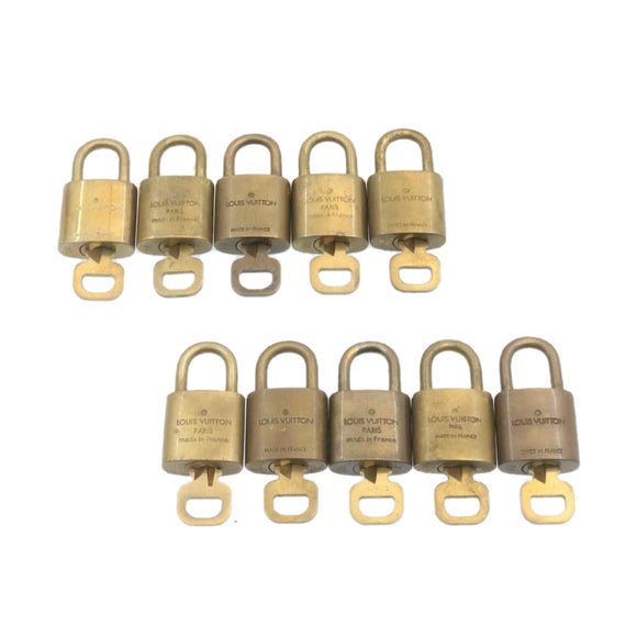LOUIS VUITTON Padlock 10set Padlock Gold Tone LV Auth am1115g