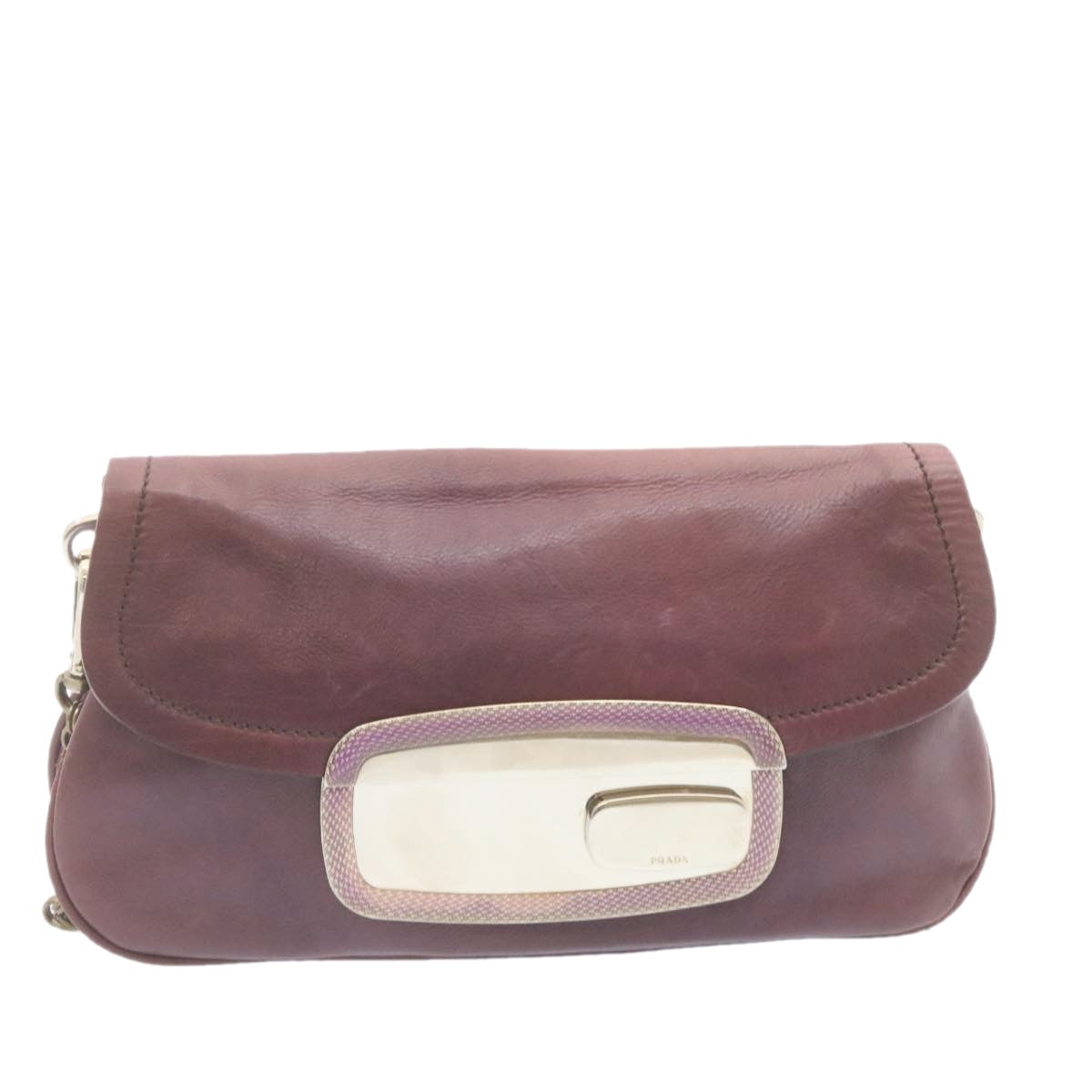 PRADA Chain Shoulder Bag Leather Purple Auth am1163g - 0