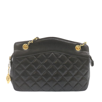 CHANEL Lamb Skin Matelasse Chain Shoulder Bag Black CC Auth am1201gA - 0