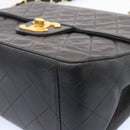 CHANEL Big Matelasse Flap Chain Shoulder Bag Lamb Skin Black Gold Auth am1276gA-14