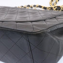 CHANEL Big Matelasse Flap Chain Shoulder Bag Lamb Skin Black Gold Auth am1276gA-17