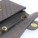 CHANEL Big Matelasse Flap Chain Shoulder Bag Lamb Skin Black Gold Auth am1276gA-8