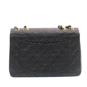 CHANEL Big Matelasse Flap Chain Shoulder Bag Lamb Skin Black Gold Auth am1276gA - 0
