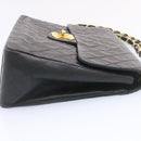 CHANEL Big Matelasse Flap Chain Shoulder Bag Lamb Skin Black Gold Auth am1276gA-4