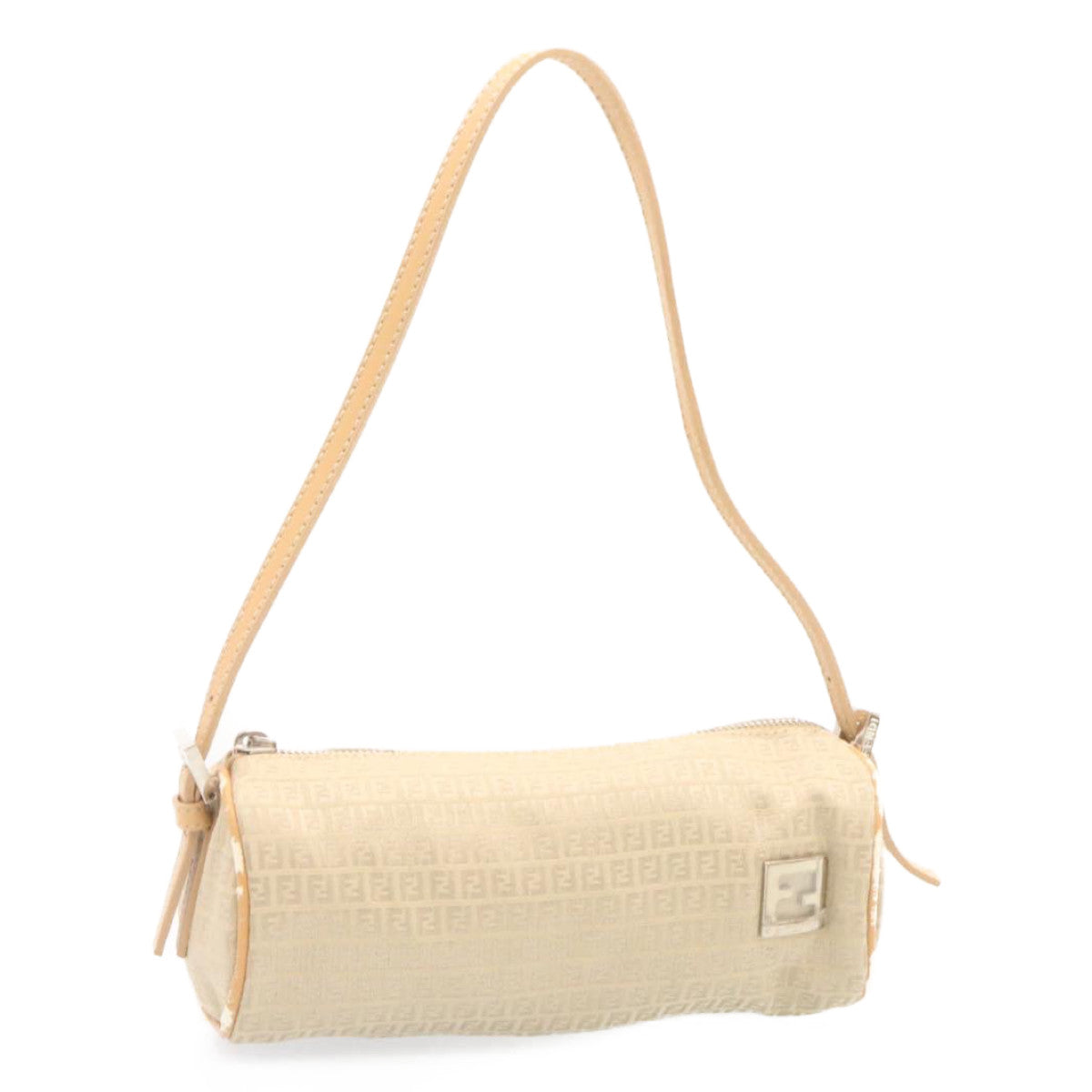 FENDI Micro Zucca Canvas Accessory Pouch Beige Auth am1285g