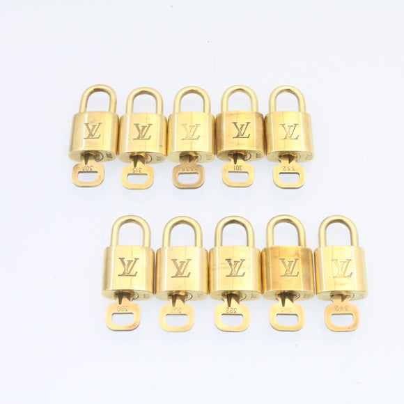 LOUIS VUITTON Padlock 10set Padlock Gold Tone LV Auth am1305g