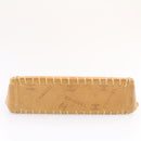 CHANEL Raffia Chain Flap Shoulder Bag Leather Beige CC Auth am1414gA-21