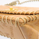 CHANEL Raffia Chain Flap Shoulder Bag Leather Beige CC Auth am1414gA-13