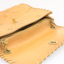 CHANEL Raffia Chain Flap Shoulder Bag Leather Beige CC Auth am1414gA-17