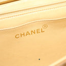 CHANEL Raffia Chain Flap Shoulder Bag Leather Beige CC Auth am1414gA-9