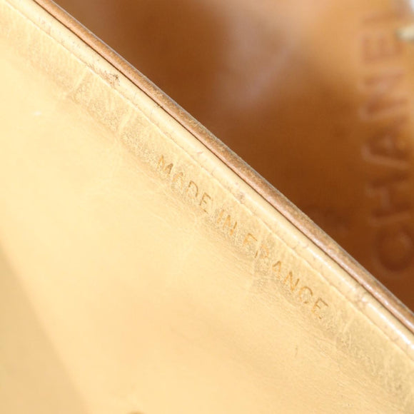 CHANEL Raffia Chain Flap Shoulder Bag Leather Beige CC Auth am1414gA