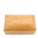 CHANEL Raffia Chain Flap Shoulder Bag Leather Beige CC Auth am1414gA-2