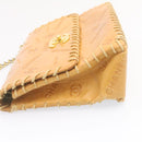 CHANEL Raffia Chain Flap Shoulder Bag Leather Beige CC Auth am1414gA-4