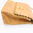 CHANEL Raffia Chain Flap Shoulder Bag Leather Beige CC Auth am1414gA-5