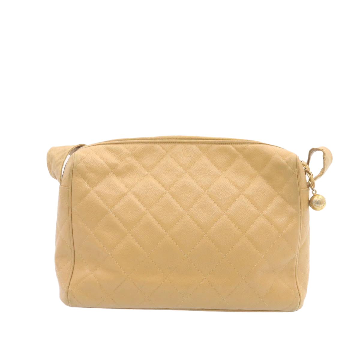 CHANEL Matelasse Chain Shoulder Bag Caviar Skin Gold White CC Auth am1443gA