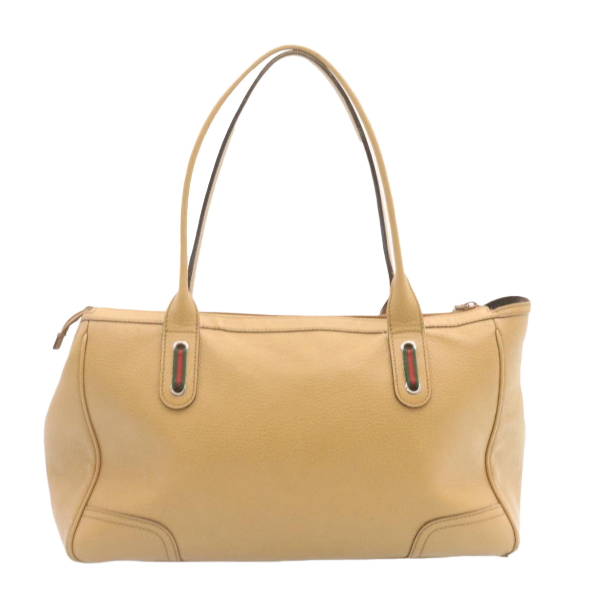 GUCCI Princy Line Tote Bag Leather Beige Auth am1445g