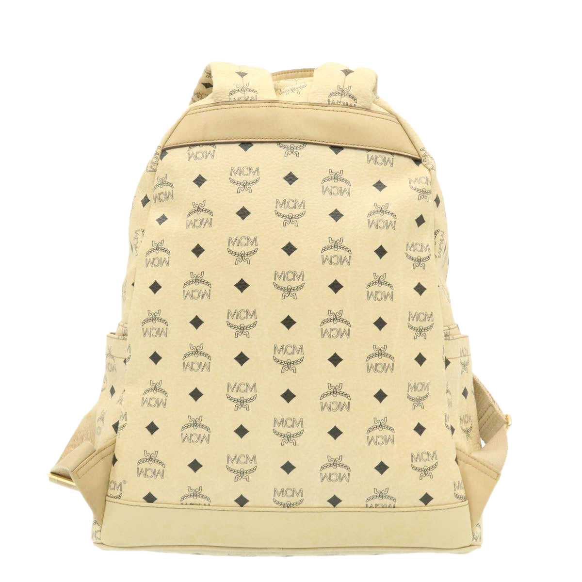 MCM Logogram Studs Backpack PVC Leather Beige Auth am1447g - 0