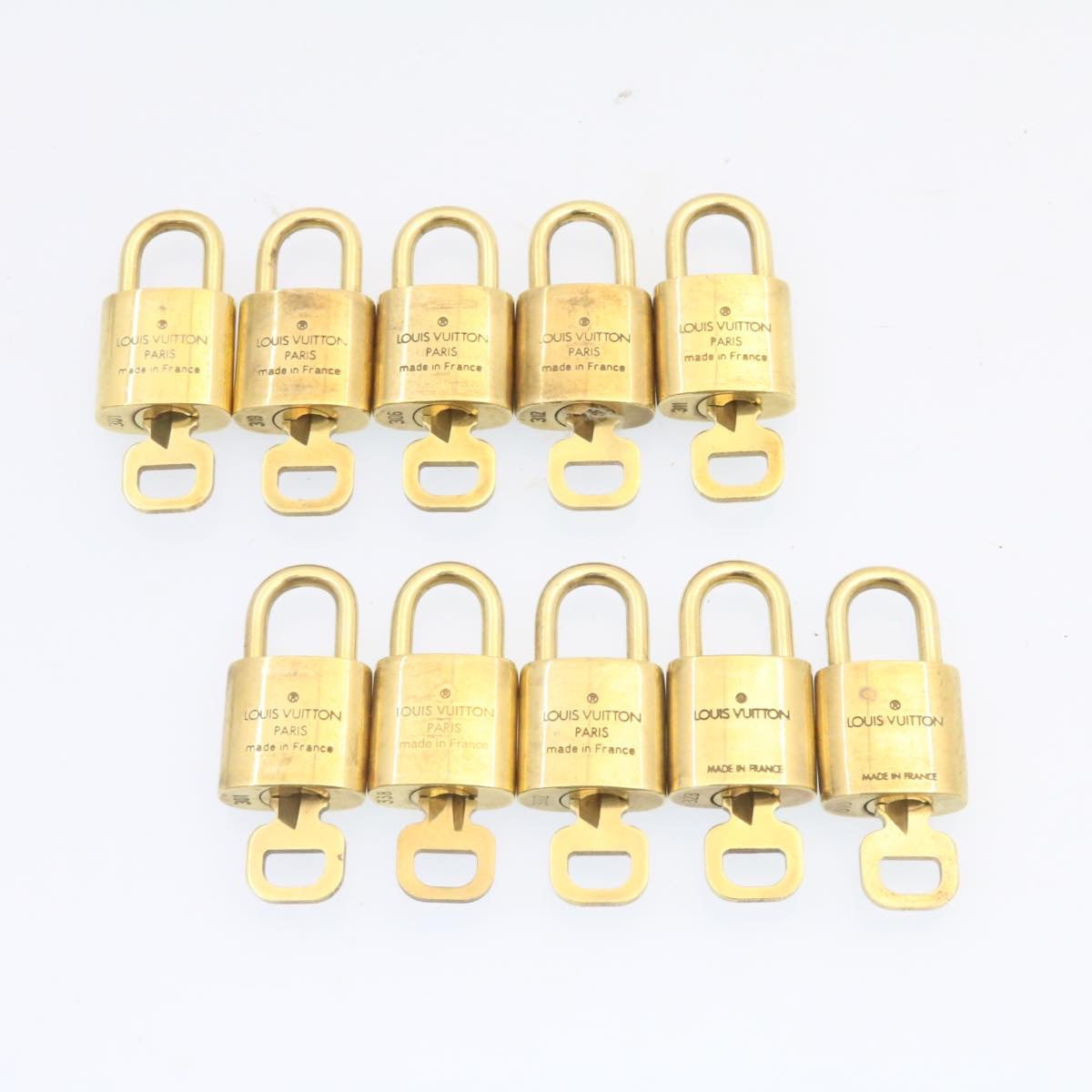 LOUIS VUITTON Padlock 10set Padlock Gold Tone LV Auth am1450g