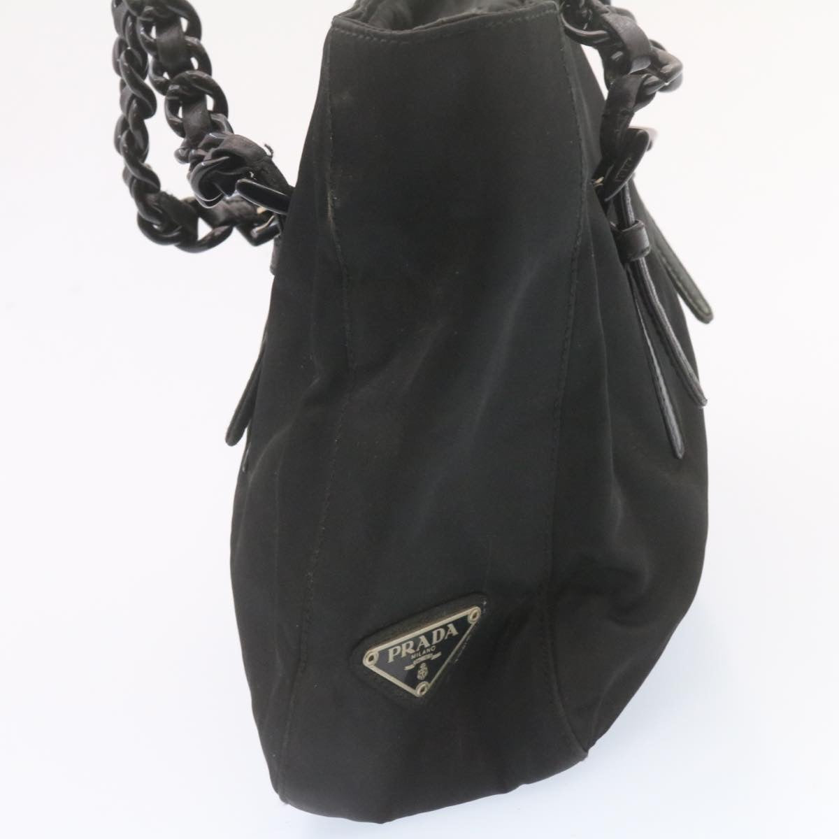 PRADA ChainShoulder Shoulder Bag Nylon Black Auth am1485g