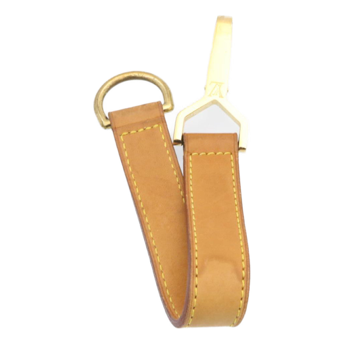 LOUIS VUITTON Leather Name Tag Handle Padlock Set Powanie Beige Gold Auth am1600g