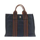 HERMES Fourre ToutPM Hand Bag Canvas Blue Navy Auth am1631g-3