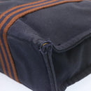 HERMES Fourre ToutPM Hand Bag Canvas Blue Navy Auth am1631g-9