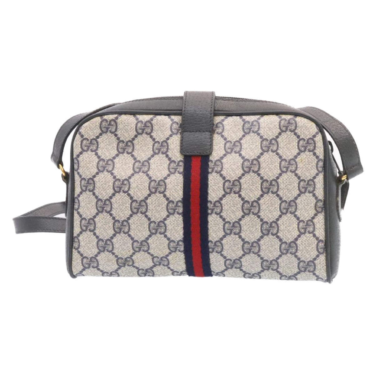 GUCCI Sherry Line GG Canvas Shoulder Bag Navy Red Auth am1664g - 0