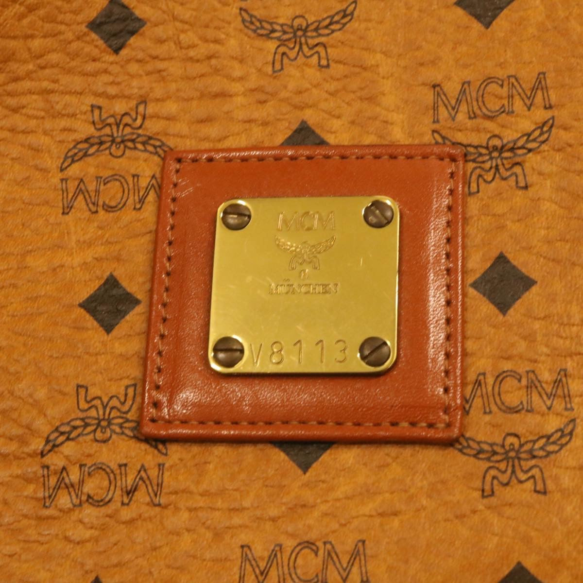 MCM Vicetos logogram Garment Cover Leather Brown Auth am1917g