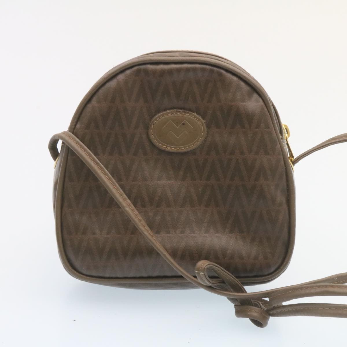 VALENTINO Clutch Shoulder Bag Leather Coated Canvas 4Set Brown Black am1935g