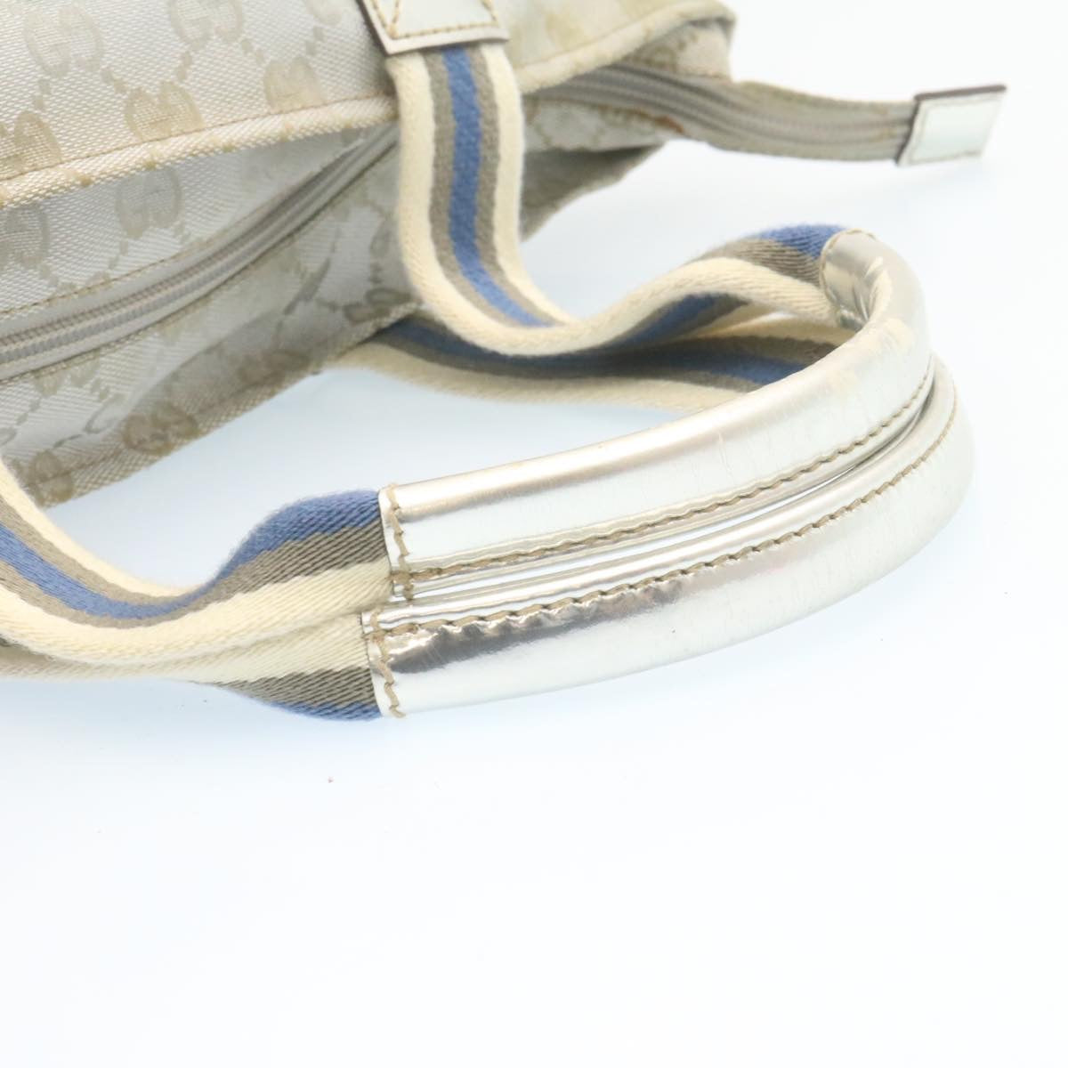 GUCCI Sherry Line GG Canvas Tote Bag Silver Blue Auth am1955g