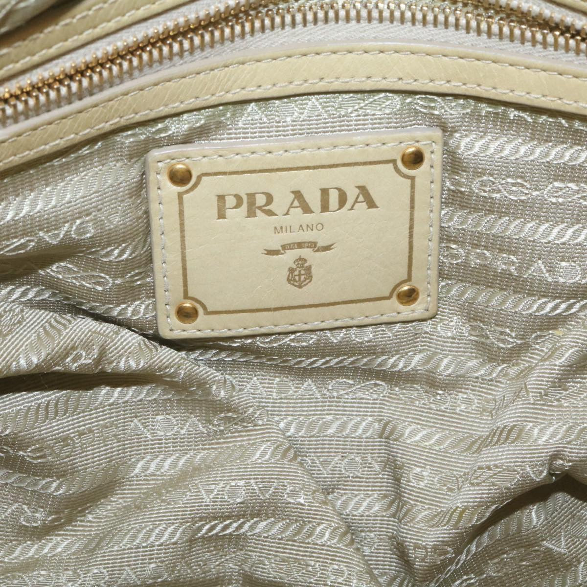 PRADA Hand Bag Leather Beige Auth am1969g