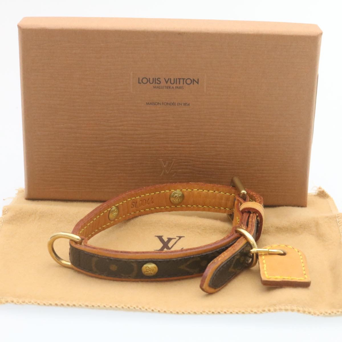 LOUIS VUITTON Monogram Collier Baxter PM Dog Leash M58072 LV Auth am2056g