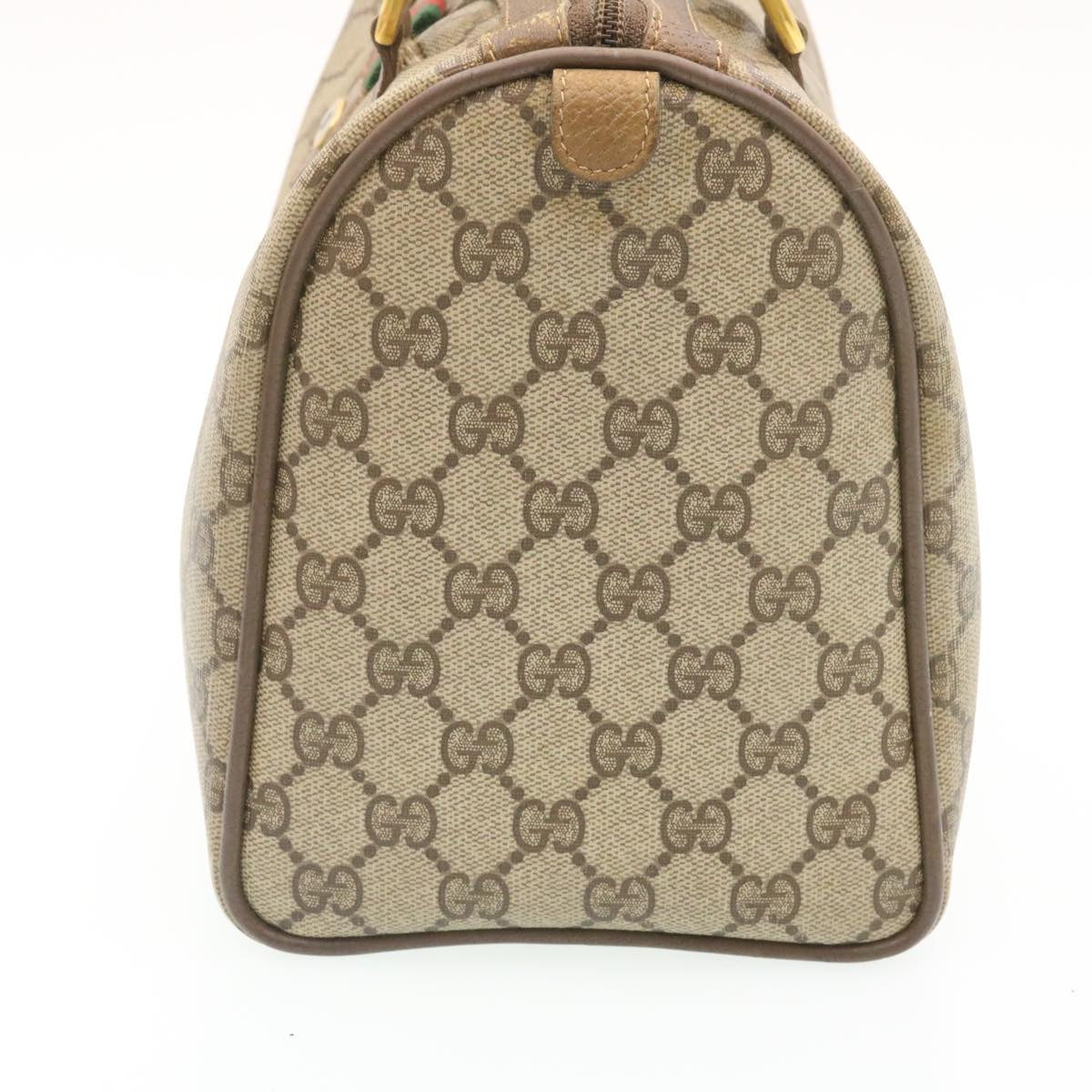 GUCCI Web Sherry Line GG Canvas Hand Bag Brown Red Green Auth am2077g