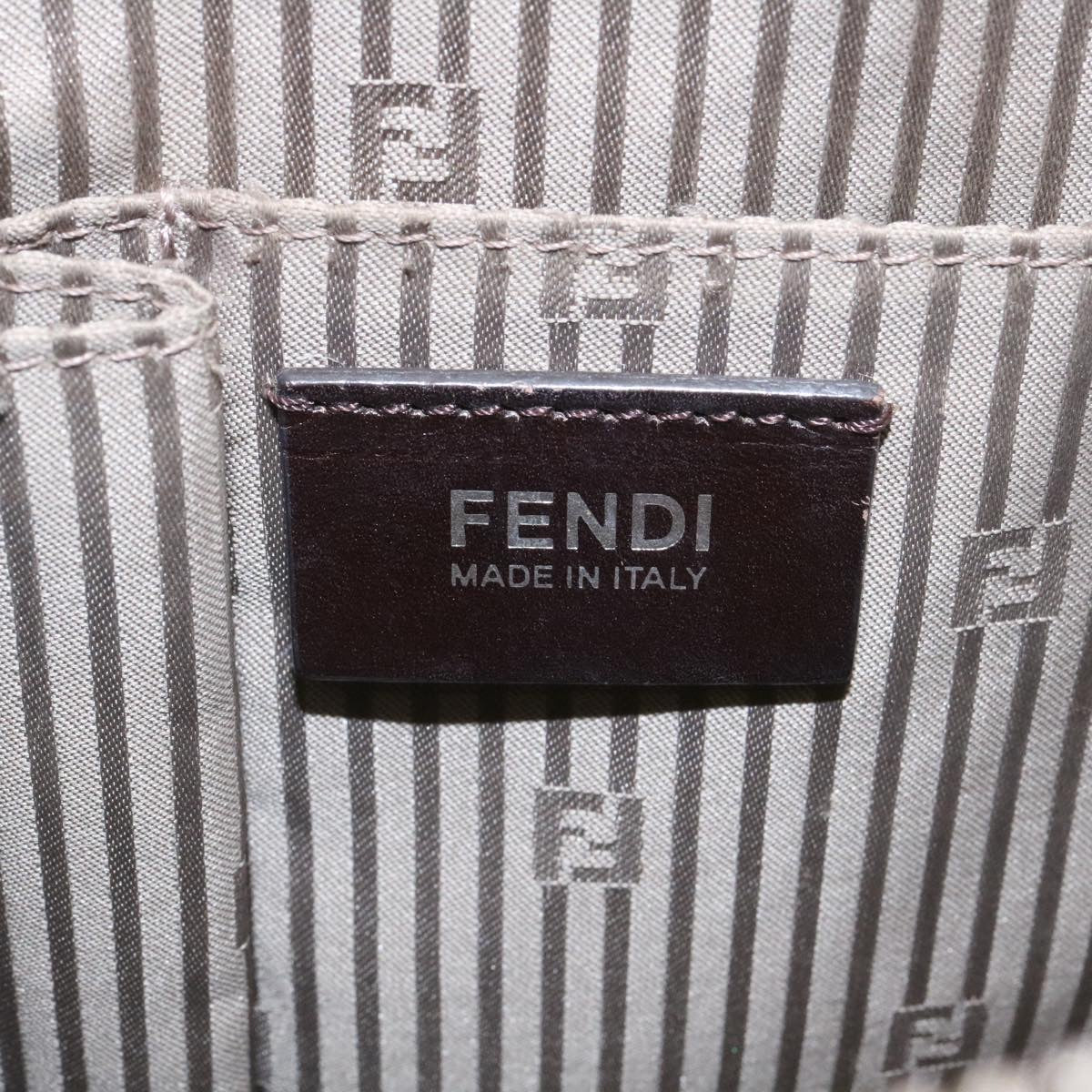 FENDI Hand Bag Leather 2way Shoulder Bag Gray Auth am2118g