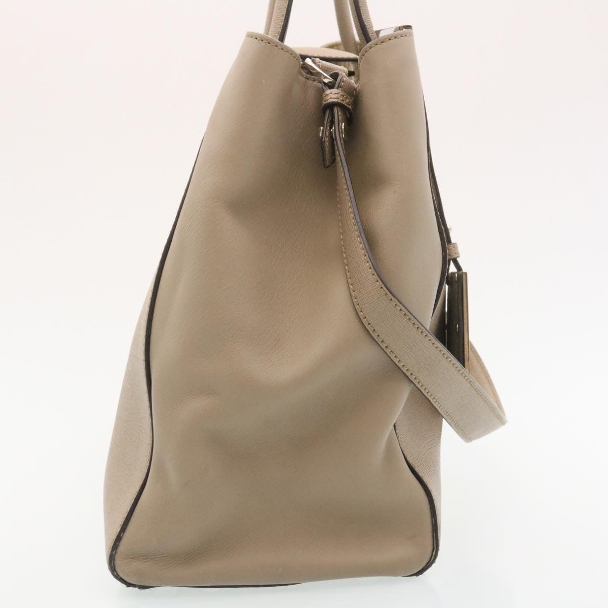 FENDI Hand Bag Leather 2way Shoulder Bag Gray Auth am2118g