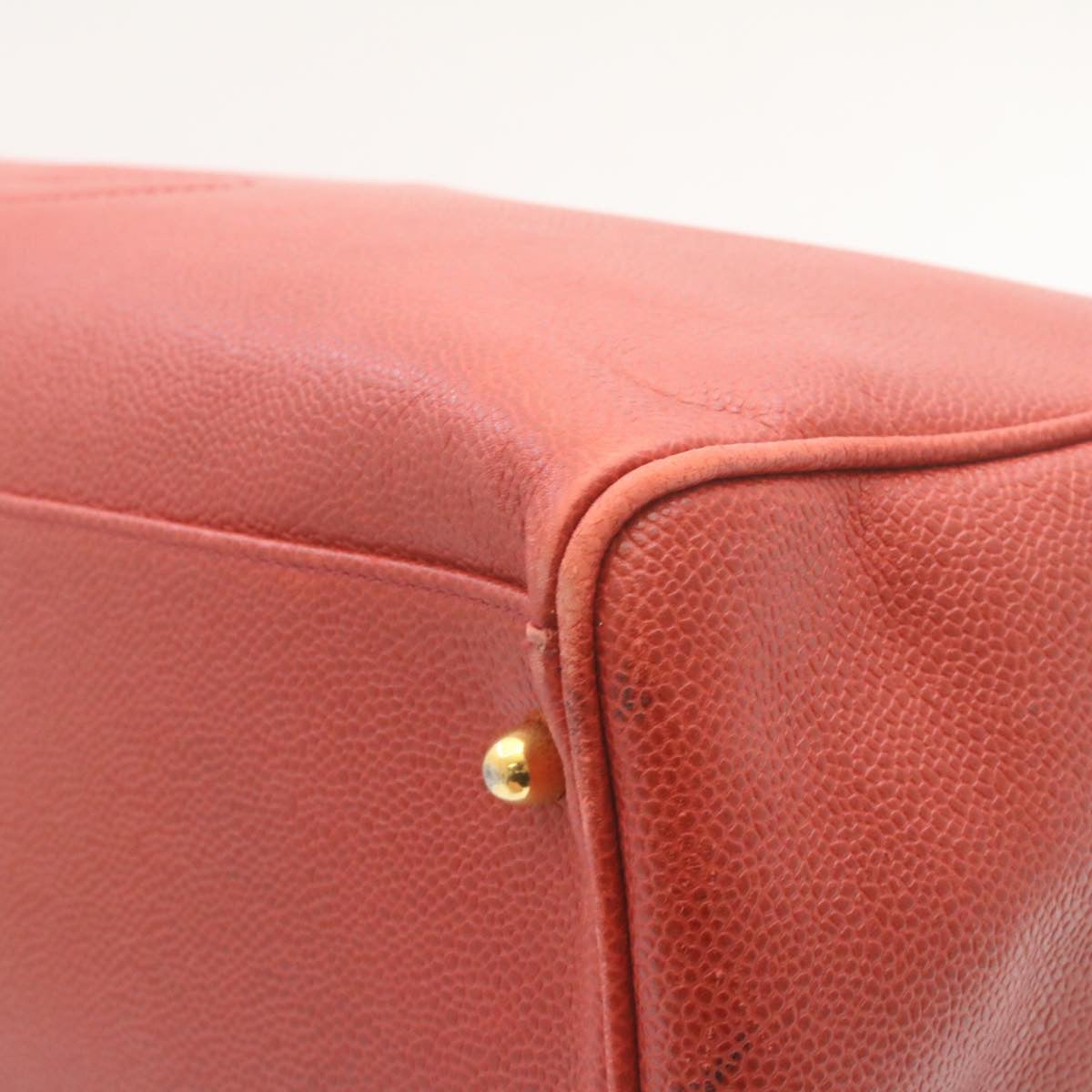 CHANEL COCO Mark Super model Chain Shoulder Bag Caviar Skin Red Auth am2162gA