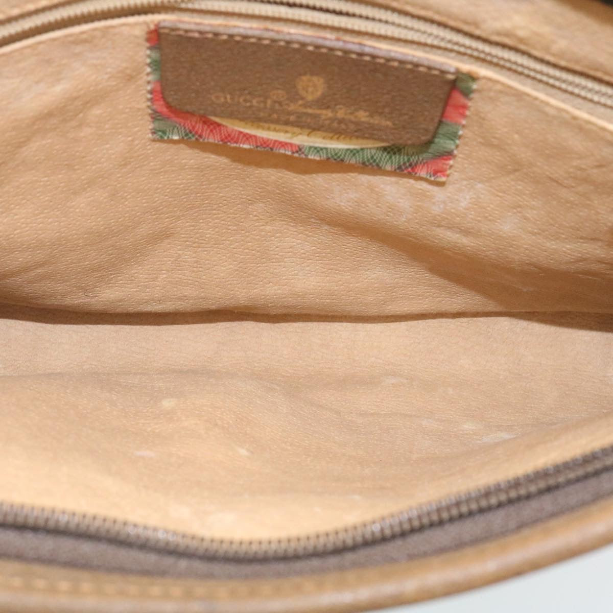 GUCCI GG Canvas Clutch Bag PVC Leather Beige Auth am2188g
