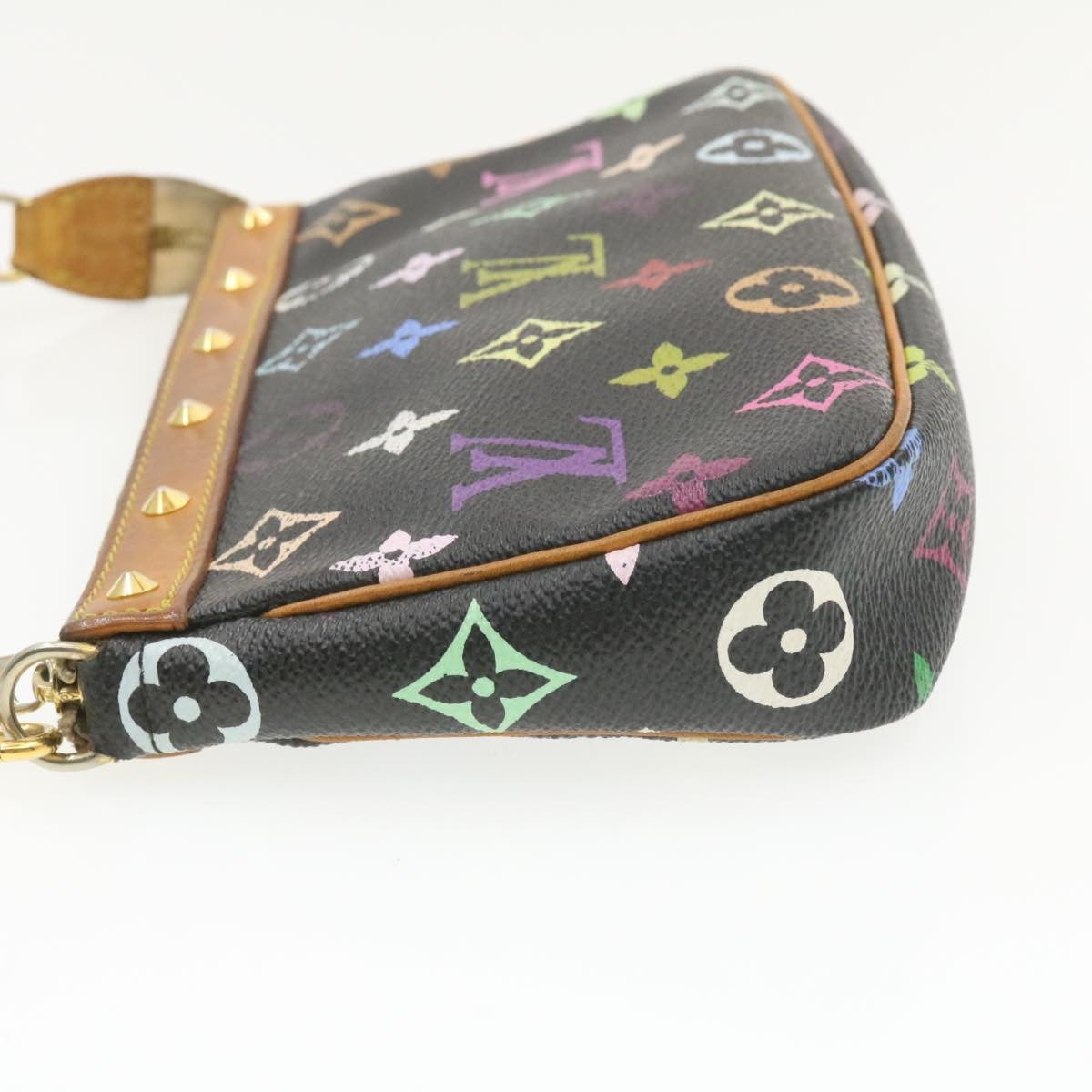 LOUIS VUITTON Multicolor Pochette Accessoires Pouch Black M92648 LV Auth am221g