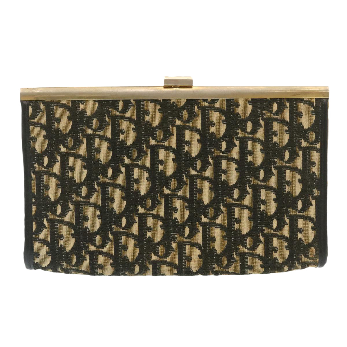 Christian Dior Trotter Canvas Clutch Bag Navy Brown Auth am2213g