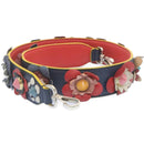 FENDI Flower  Leather Navy Red Auth am2219g-1