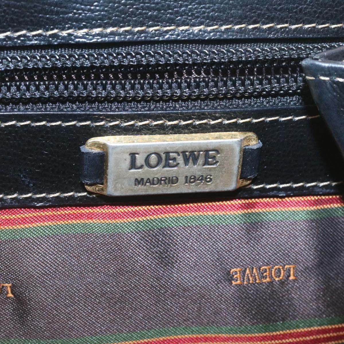 LOEWE Twist handle Velazquez Hand Bag Leather 2way Black Brown Auth am2237g