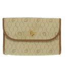 Christian Dior Honeycomb Chain Shoulder Bag Canvas Beige Auth am2250g-13